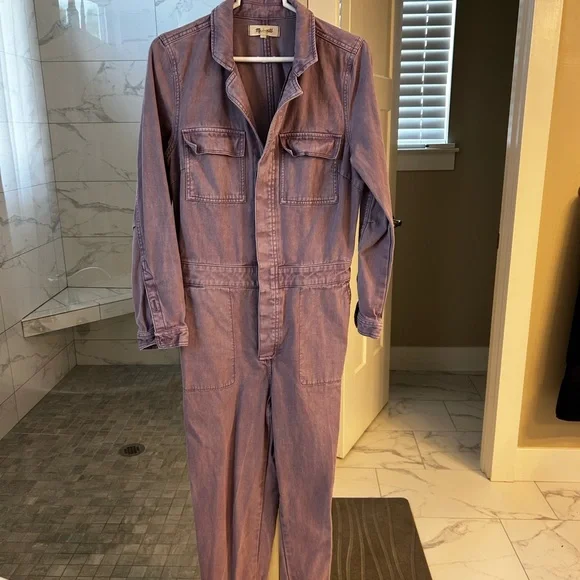 Madewell Purple Jumpsuit with Long Sleeves and Relaxed Fit - Picture 2 of 9